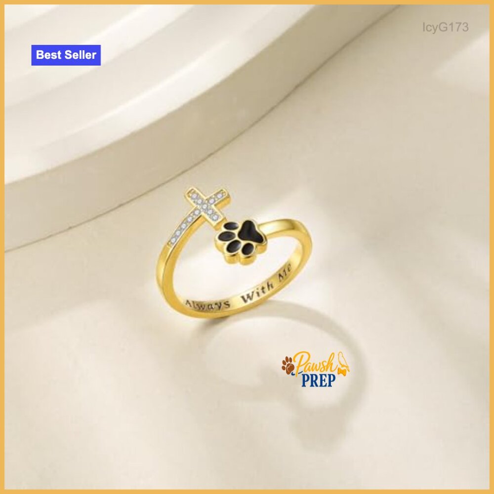 Sterling Silver Adjustable Stack Ring With Paw Pr… - image 5